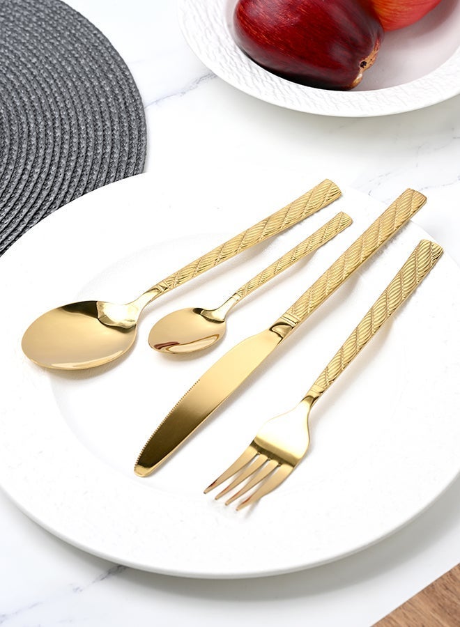 Ollieroo 24 Pieces Durable and Stylish Cutlery Set  for Comfort and Stylish Table Settings Gold - Image 2